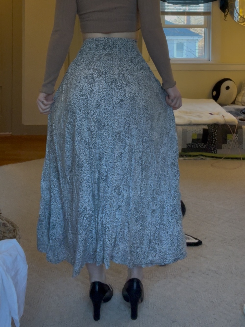 Japna A-Line Maxi Skirt Brown and Beige Leopard Print Whimsy Fairy Flowy Light - Picture 9 of 13